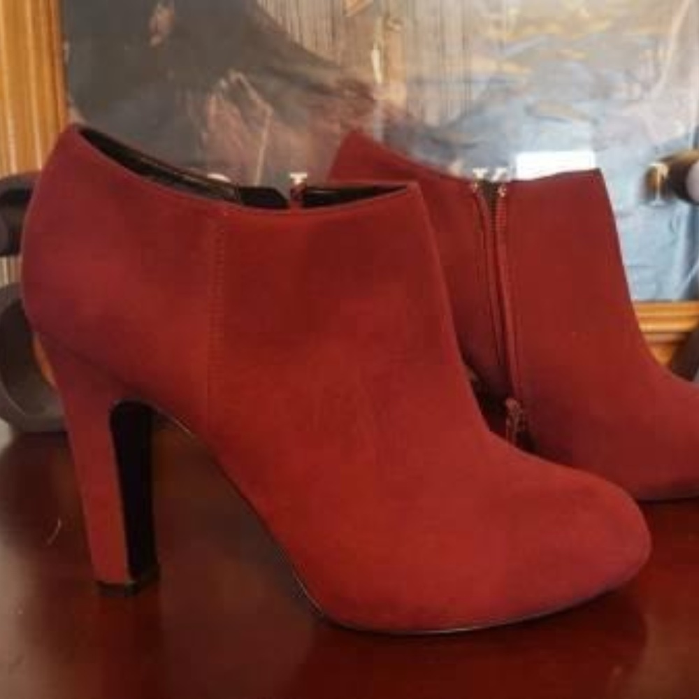 Burgundy Suede ALDO Ankle Boots